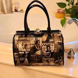 Beautiful Michelle Obama tribute Patton faux leather piping handbag